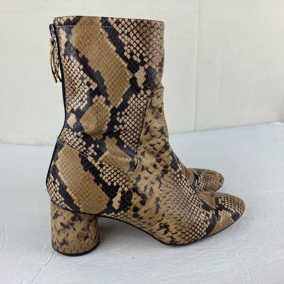 Zara Snake Skin Print Womens Sz US Sz 8 Heeled Mid Calf Boot Zip Back Eu 39 - Picture 7 of 11